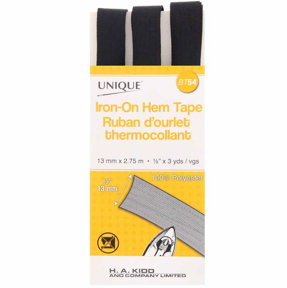 Iron-On Hem Tape - 13mm x 2.75m - Black