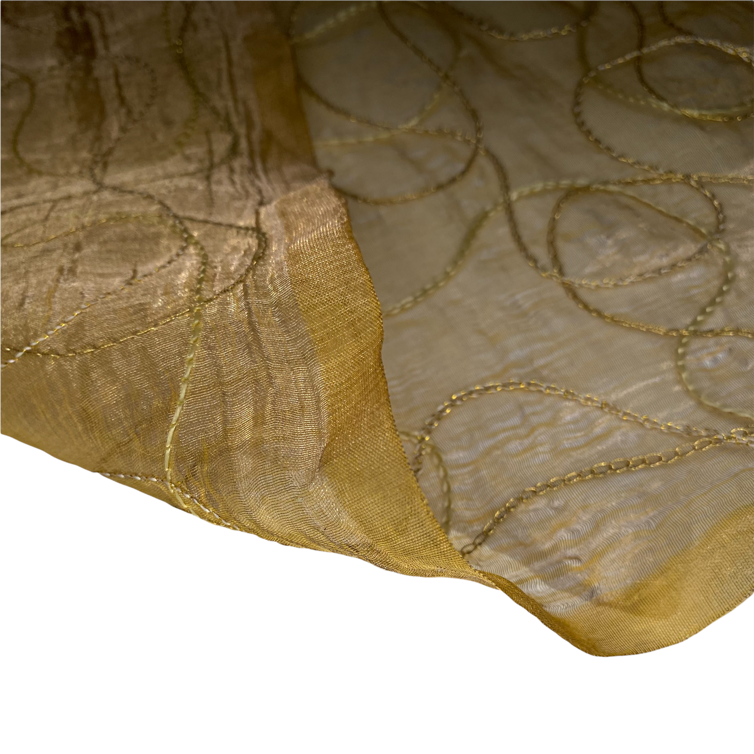 Embroidered Silk Organza - Yellow Gold