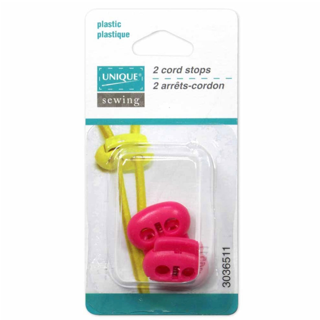 Plastic Two Hole Cord Stops - Yellow - 2 pcs