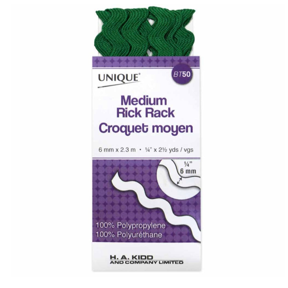 Medium Rick Rack - 1/4” - Emerald Green
