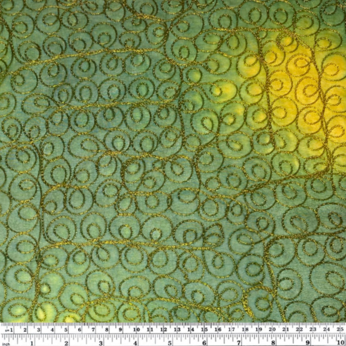 Embroidered Silk Organza - Green/Yellow
