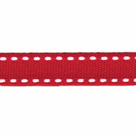 Double Saddle Stitch Ribbon - By the Yard - 10mm - Red