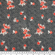 Floral Printed Polyester Crepe - 44” - Black/Red
