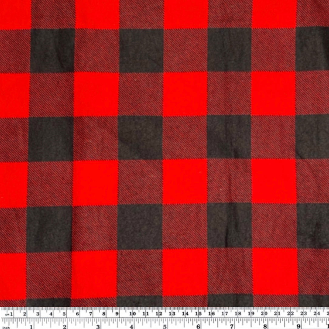 Printed Cotton Flannel - Buffalo Plaid - Red/Black