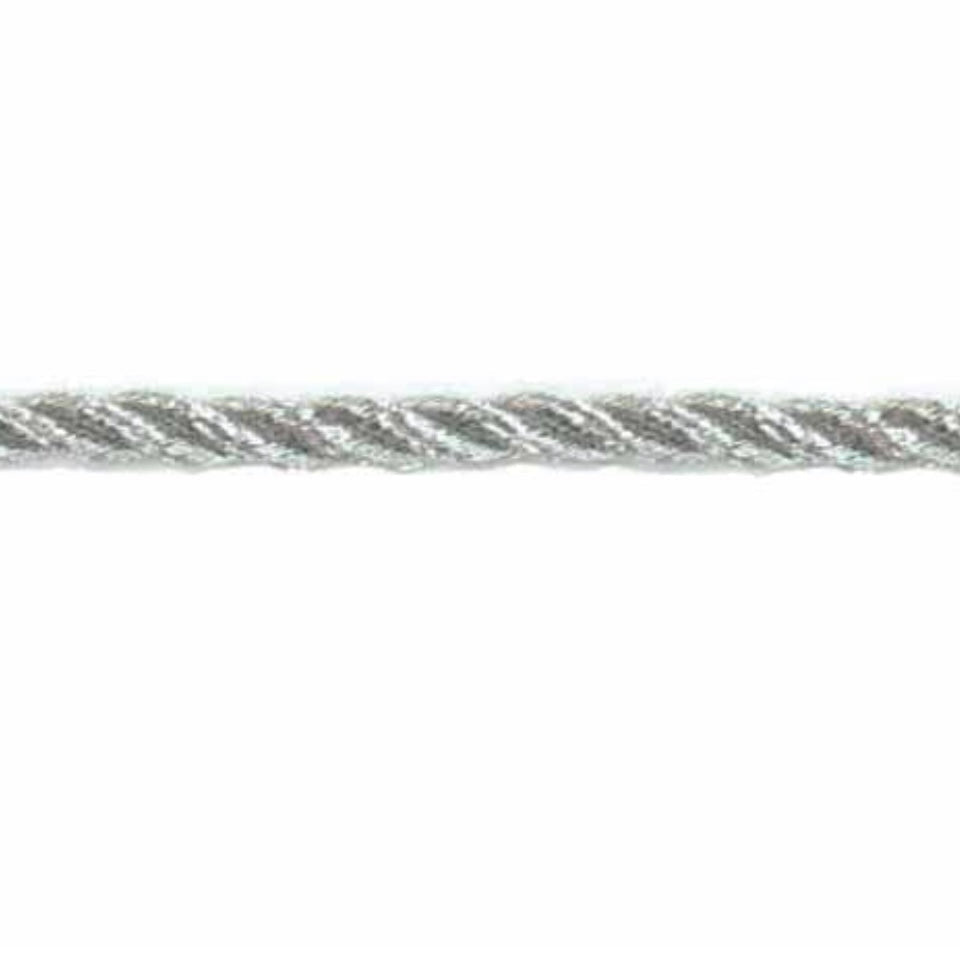 Metallic Twisted Cord - 4mm - Silver