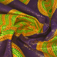 Metallic African Printed Cotton - Circles - Purple/Yellow/Red/Green