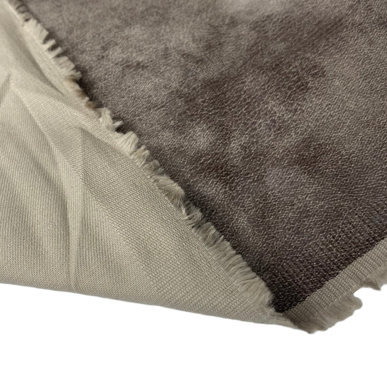 Distressed Coated Stretch Twill Canvas - Beige