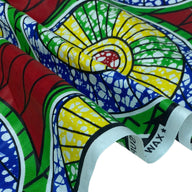 Waxed African Printed Cotton - Circles - Red/Green/Yellow/Blue