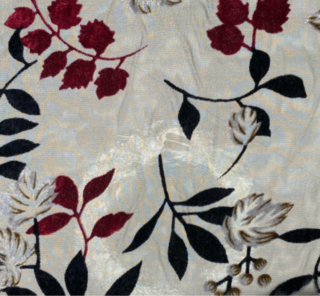 Floral Burnout Silk Chiffon - Black/Burgundy/Grey