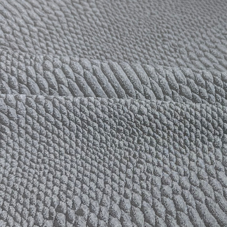 Snake Patterned Polyester Textured Stretch Knit - Grey