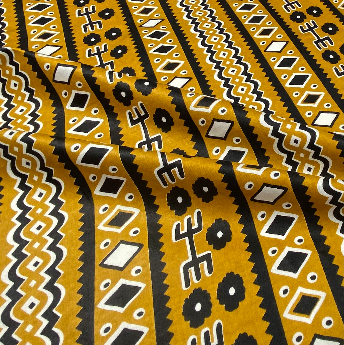 Super Wax African Printed Cotton - Striped - Gold/Black
