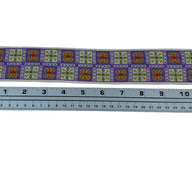 Woven Jacquard Ribbon  - Purple/White