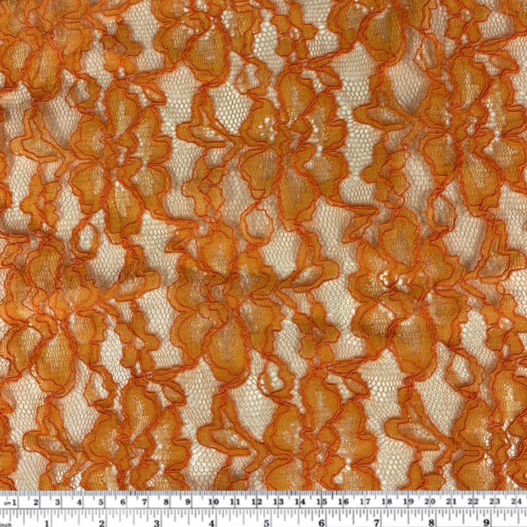Floral Corded Lace - Orange