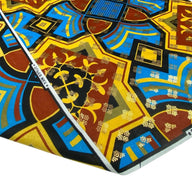 Metallic Super Wax African Printed Cotton - Blue/Yellow/Gold