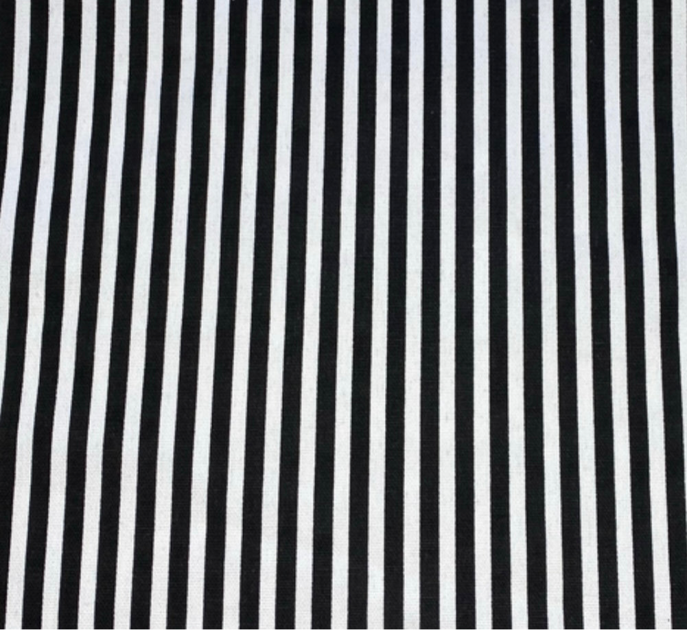 Printed Cotton Canvas Striped - Black/White