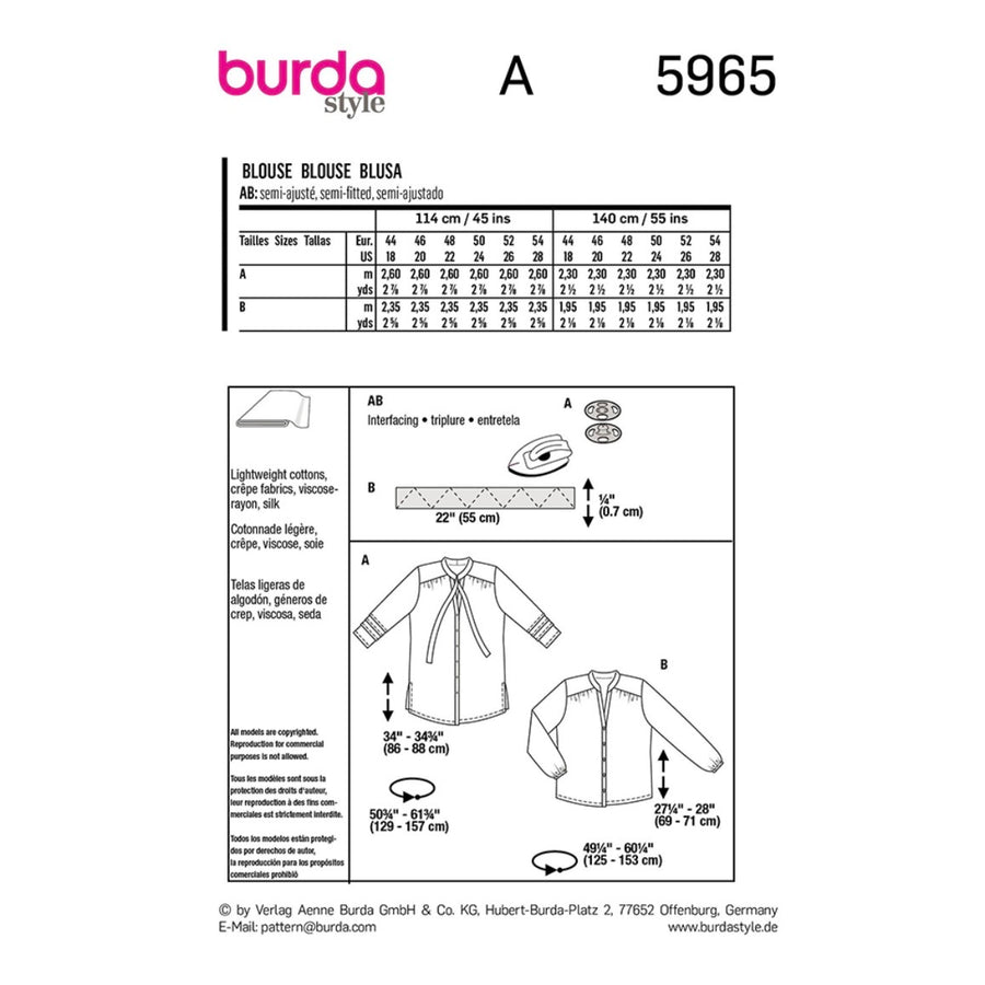 Burda Style 5965 - Blouse Sewing Pattern