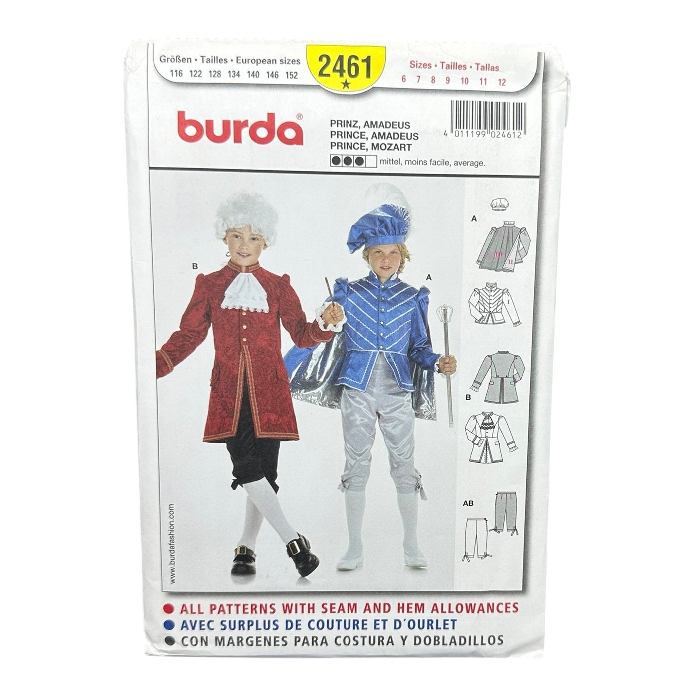 Burda 2461 Child Costume Sewing Pattern
