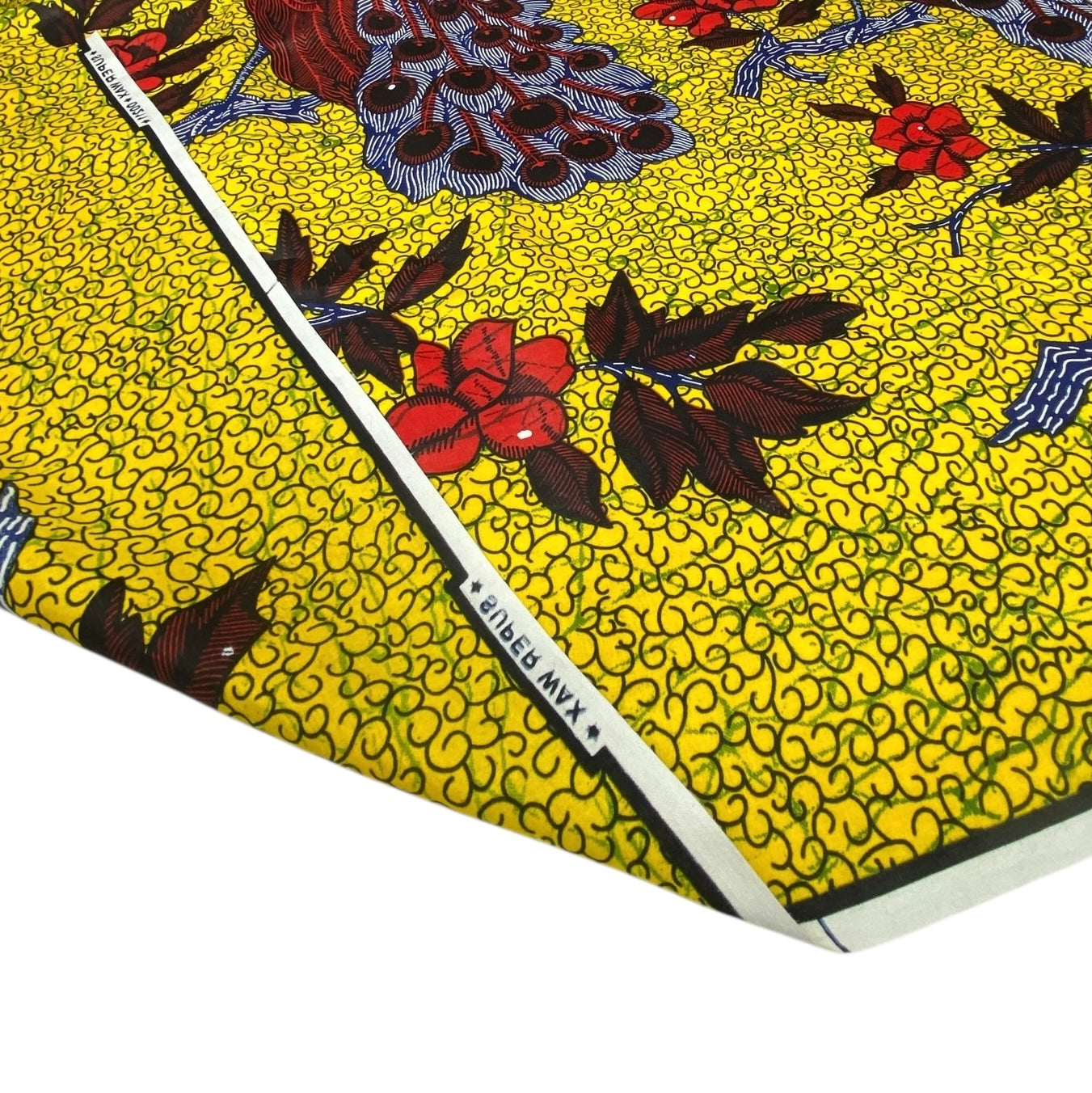 Super Wax African Printed Cotton - Peacock - Yellow