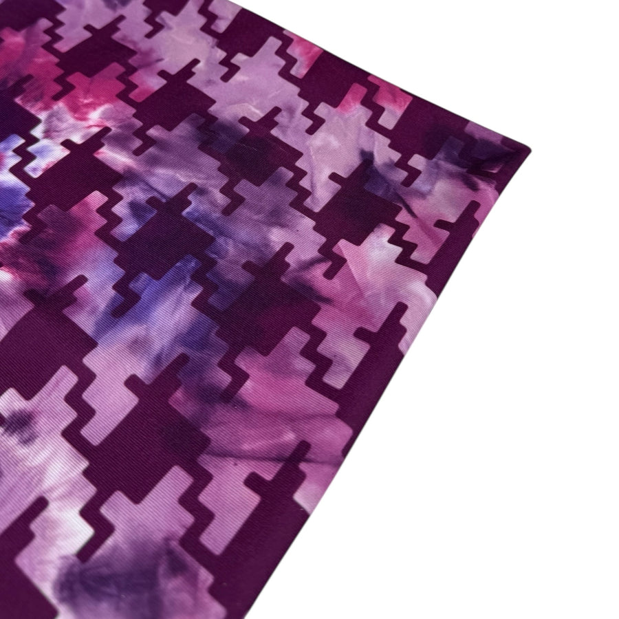 Houndstooth Printed Polyester Stretch Knit - Purple