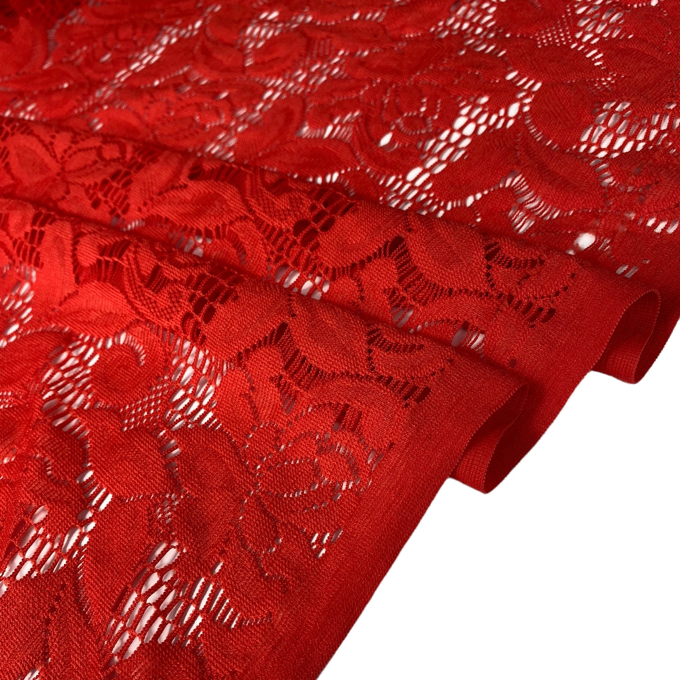 Stretch Floral Lace - 52” - Red