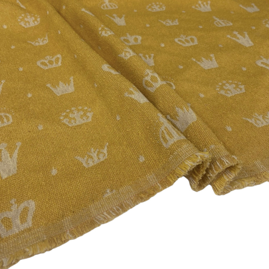 Patterned Crown Upholstery Remnant - Mustard/Beige/White