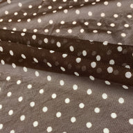 Printed Stretch Mesh - Polka Dot - Brown/White