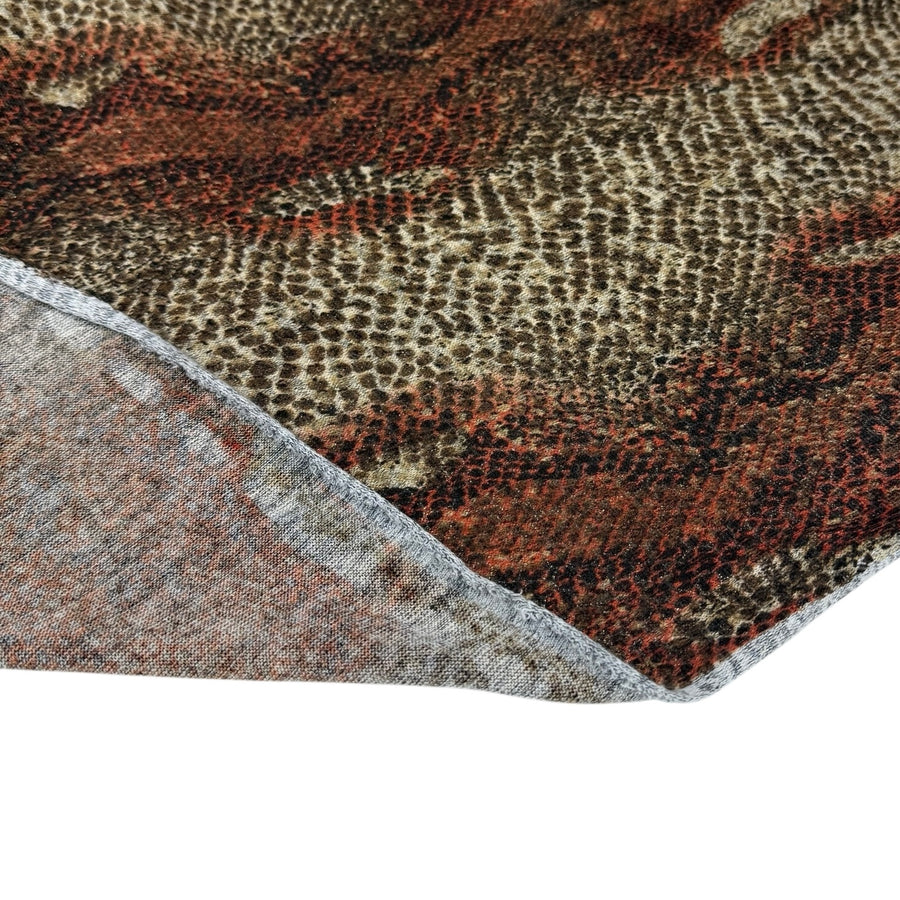 Striped Snake Printed Polyester Knit - Brown/Metallic Gold
