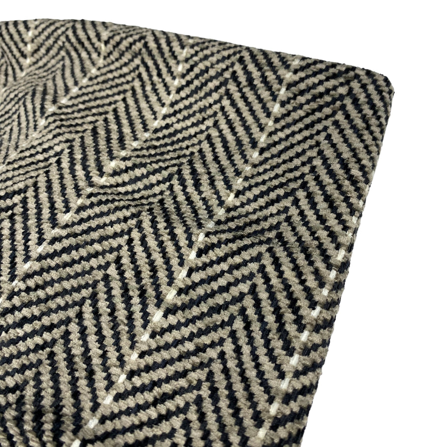 Chenille Upholstery Designer Remnant  - Chevron - Brown/Black