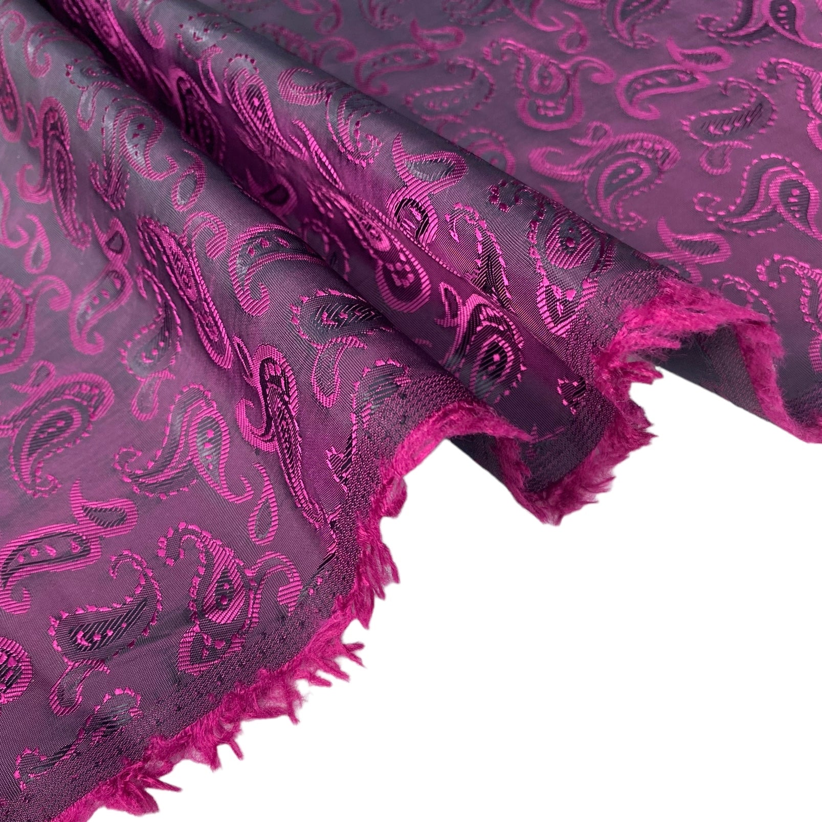 Two Tone Paisley Jacquard Lining - Fuchsia/Black