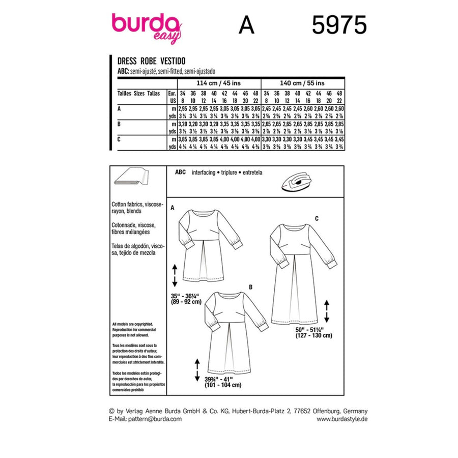 Burda Easy 5975 - Dress Sewing Pattern