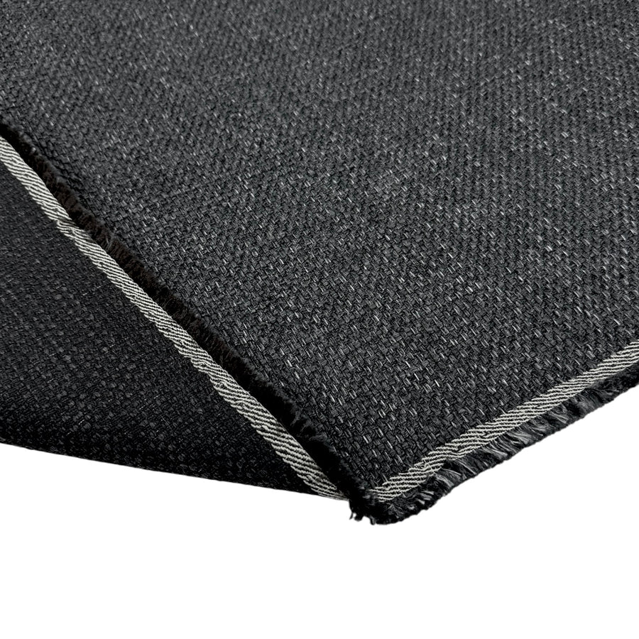 Woven Upholstery Remnant - Dark Grey/Silver