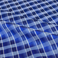 Plaid Silk/Polyester - Blue / White - Remnant