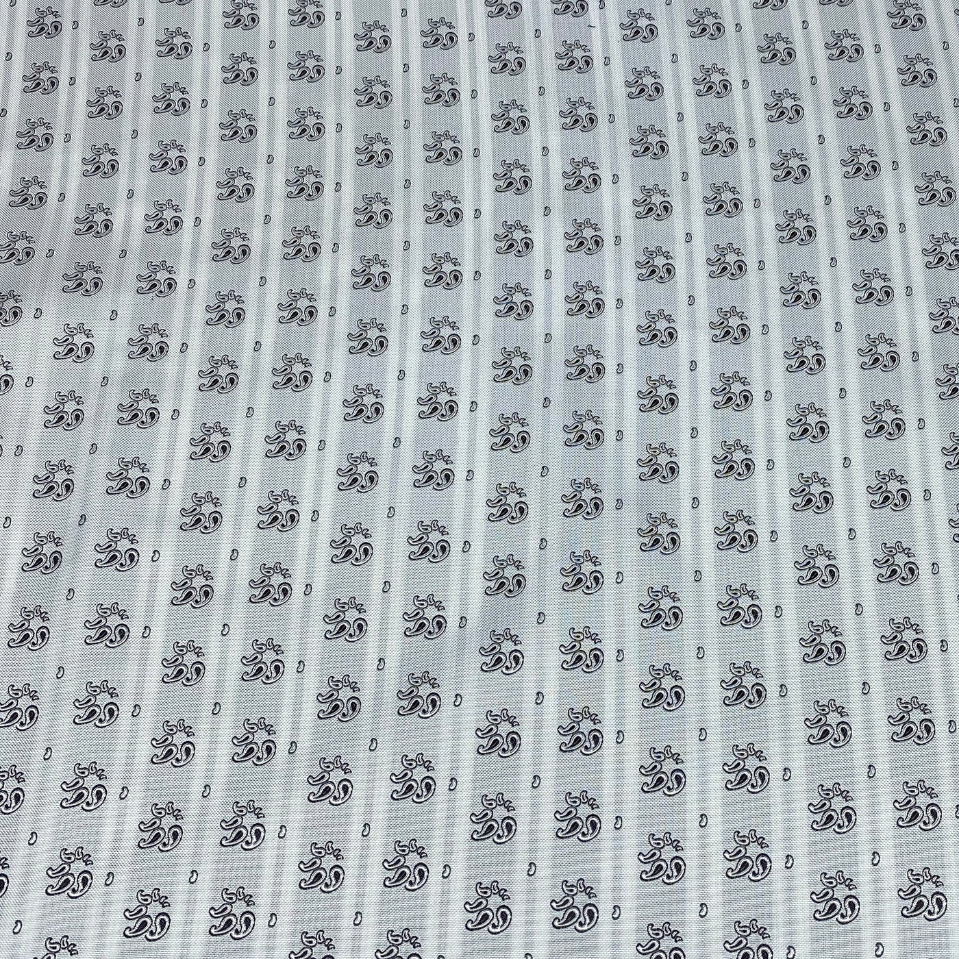 Silk Paisley Jacquard Remnant - White/Black