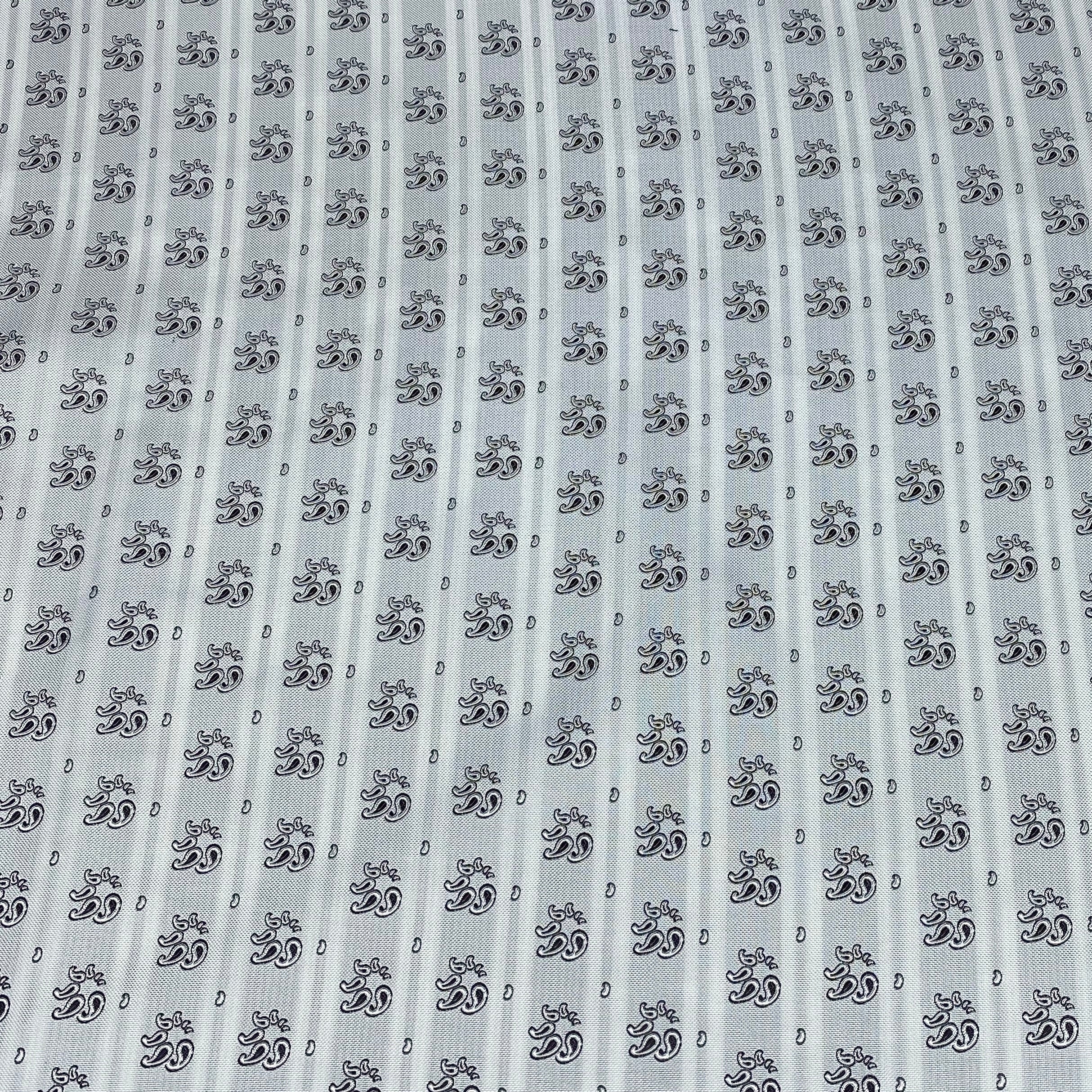 Silk Paisley Jacquard Remnant - White/Black