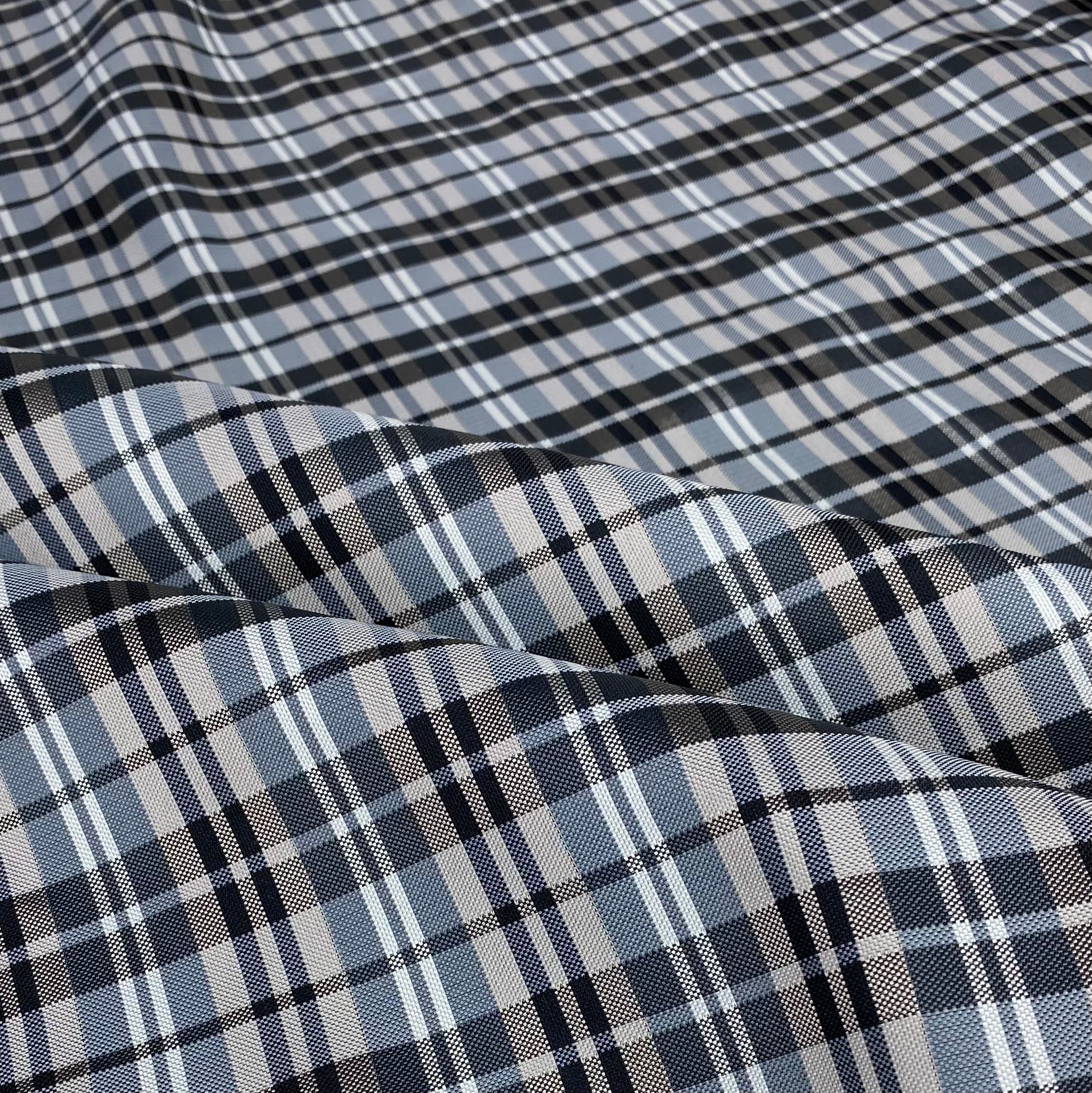 Plaid Silk/Polyester - Black / Grey / Brown - Remnant