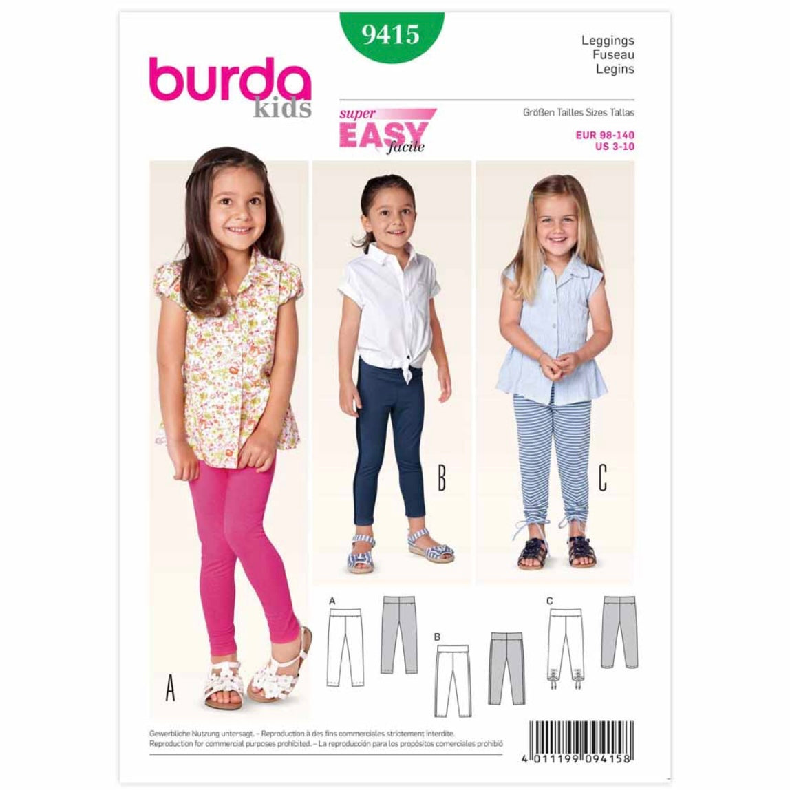 Burda Kids 9415 - Leggings Sewing Pattern