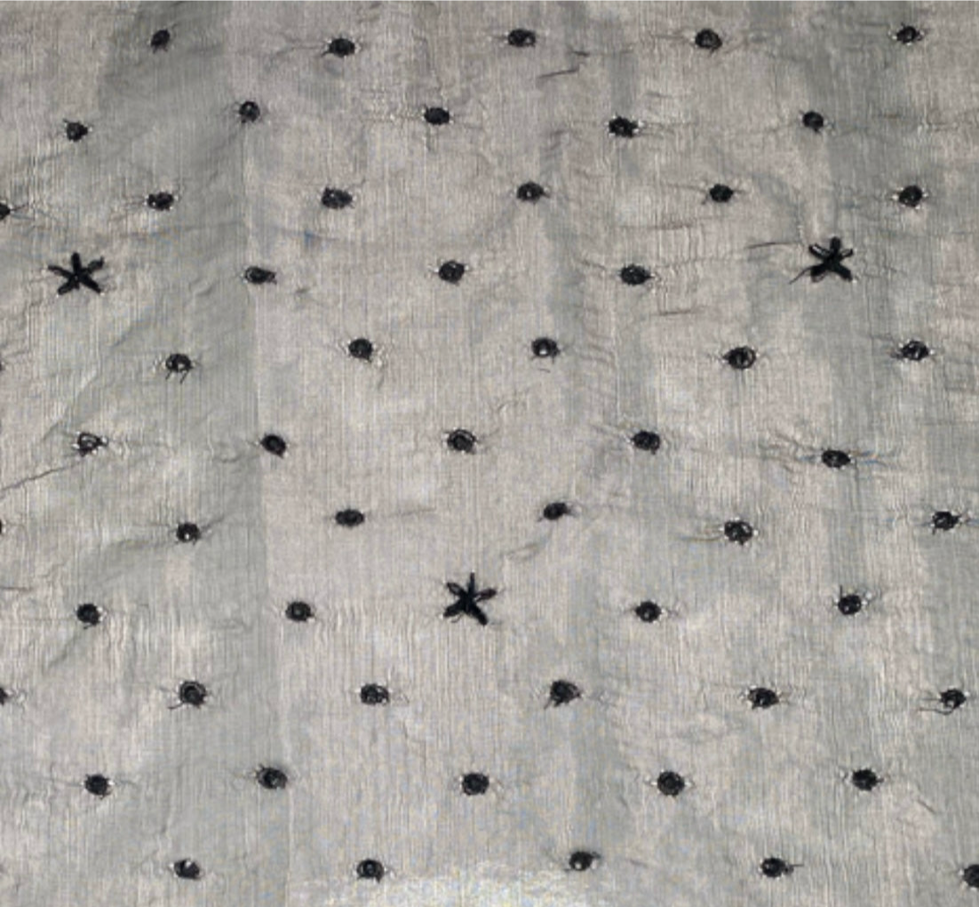Embroidered Beaded Sequin Silk Organza - Black