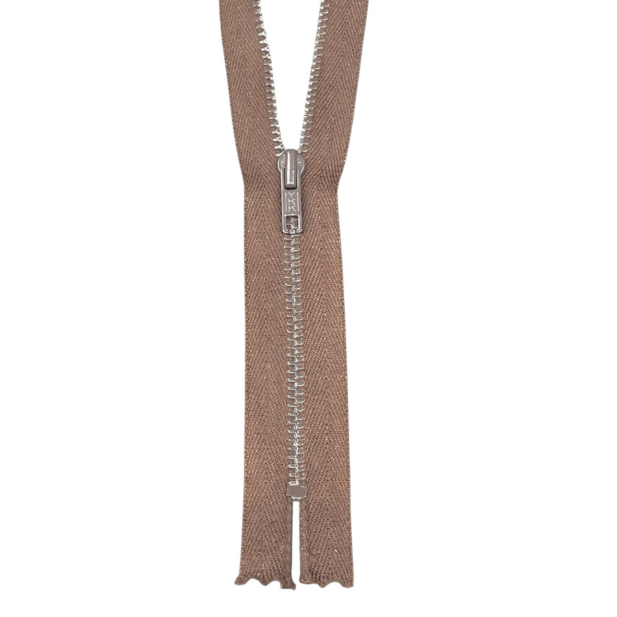 Closed-End Metal YKK Zipper - Taupe