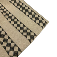 Woven Striped Diamond Patterned Cotton Blend Upholstery Remnant - Beige/Turquoise
