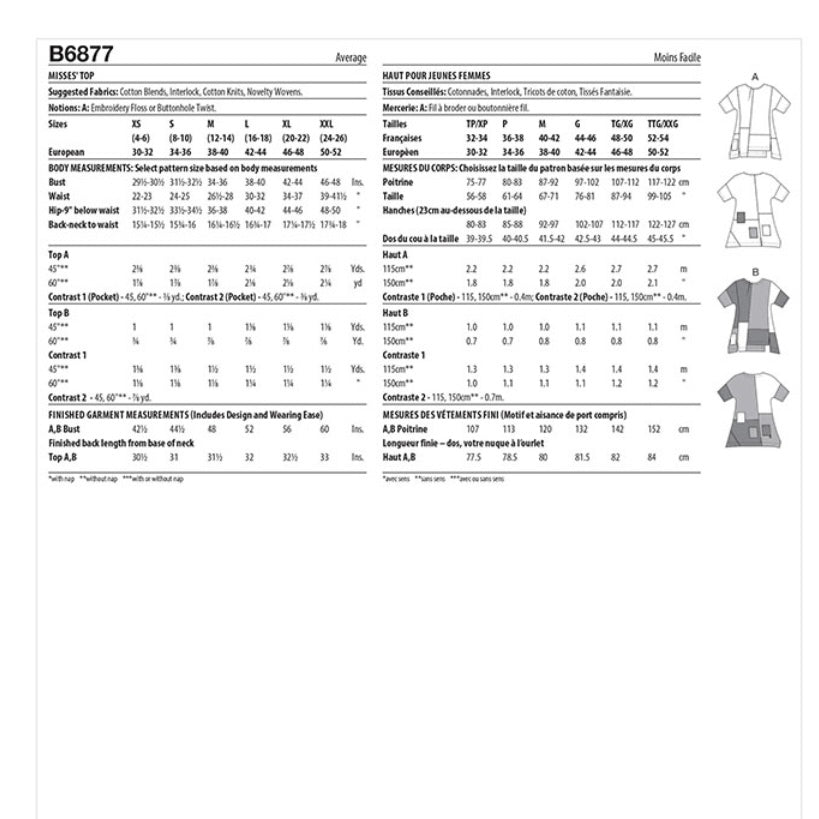 Butterick B6877 Top Sewing Pattern