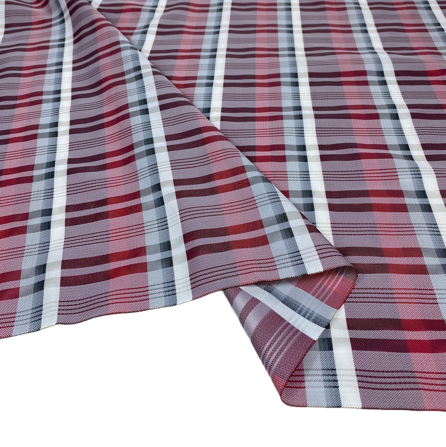 Plaid Silk/Polyester - Red / Black - Remnant