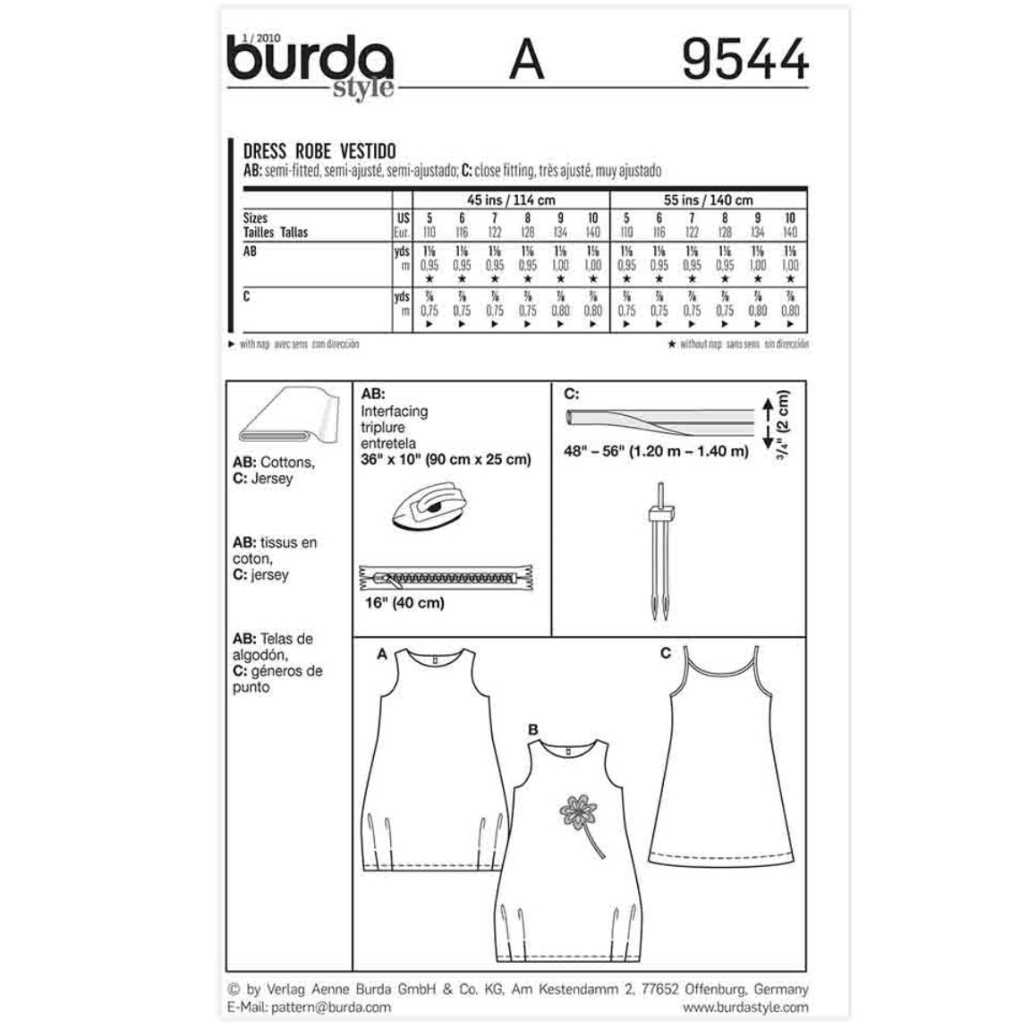 Burda Kids 9544 - Dress Sewing Pattern