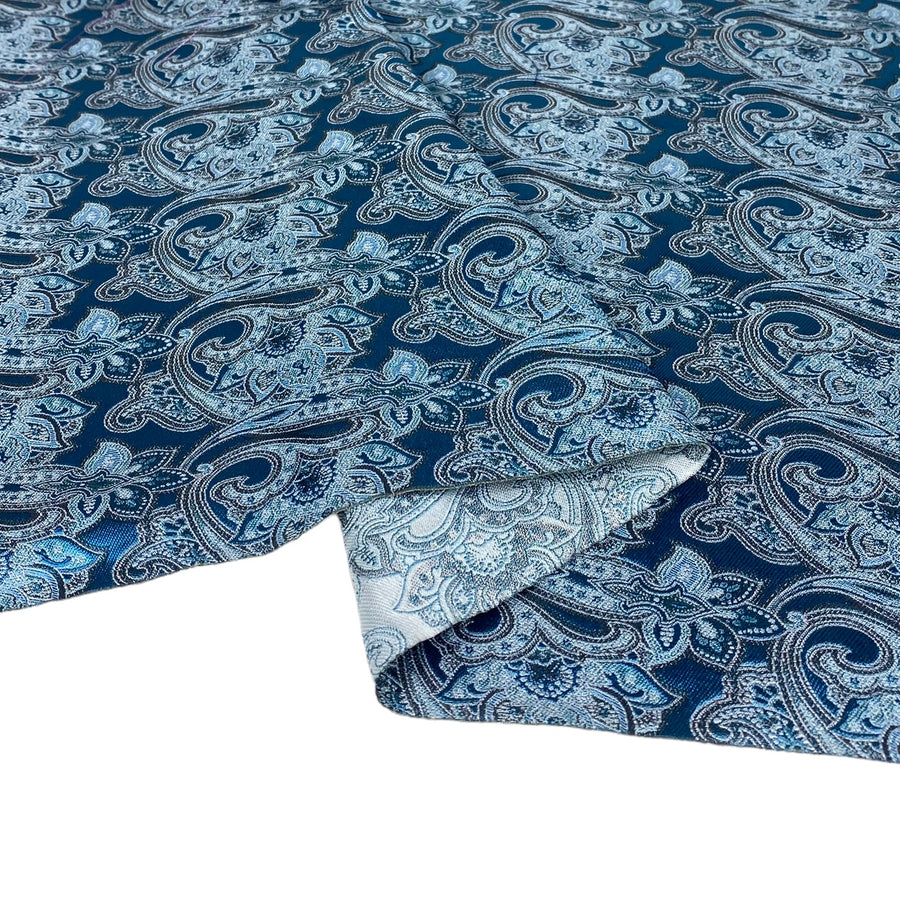 Paisley Silk/Polyester Jacquard - Aqua - Remnant