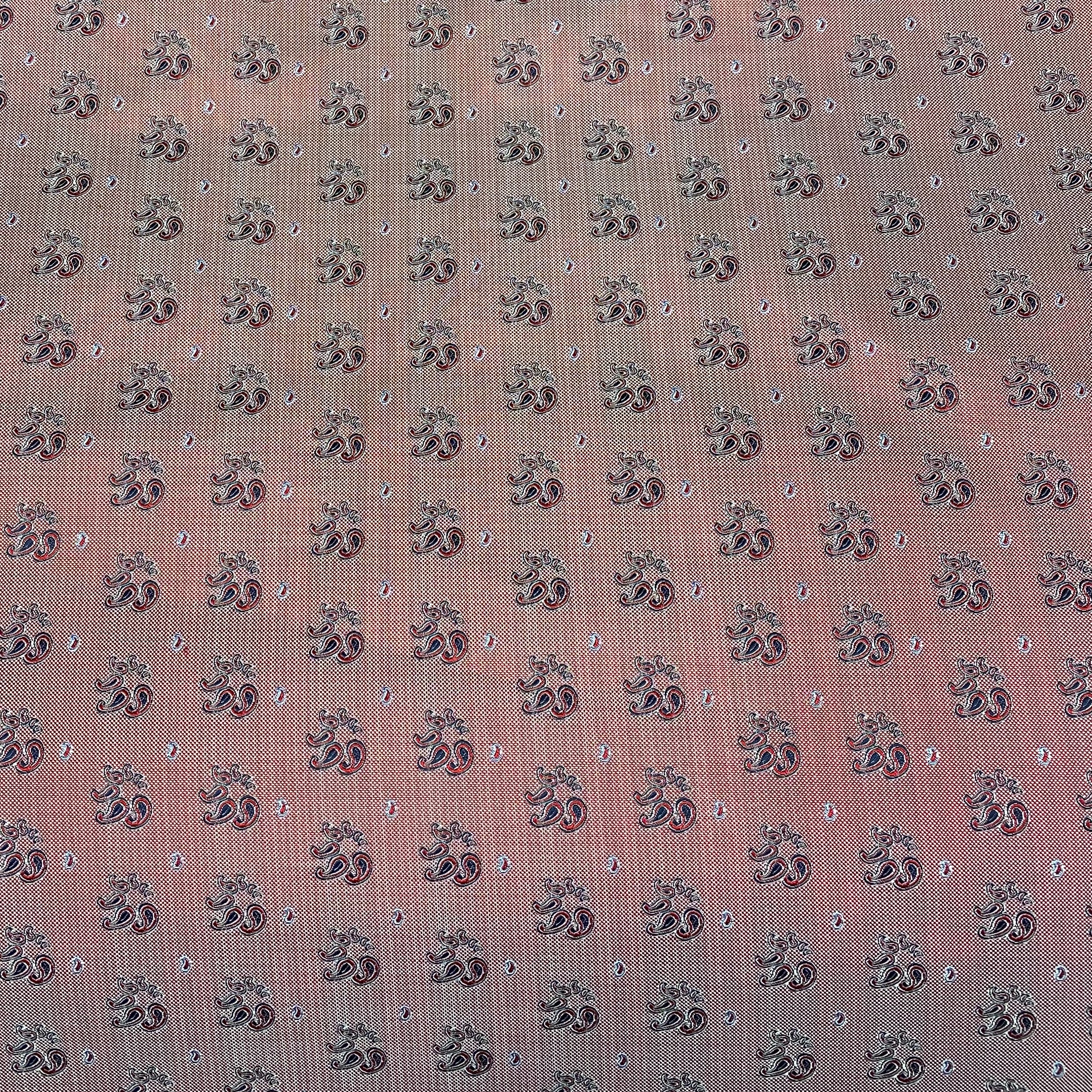 Silk Paisley Jacquard Remnant - Red/White/Navy/Light Blue