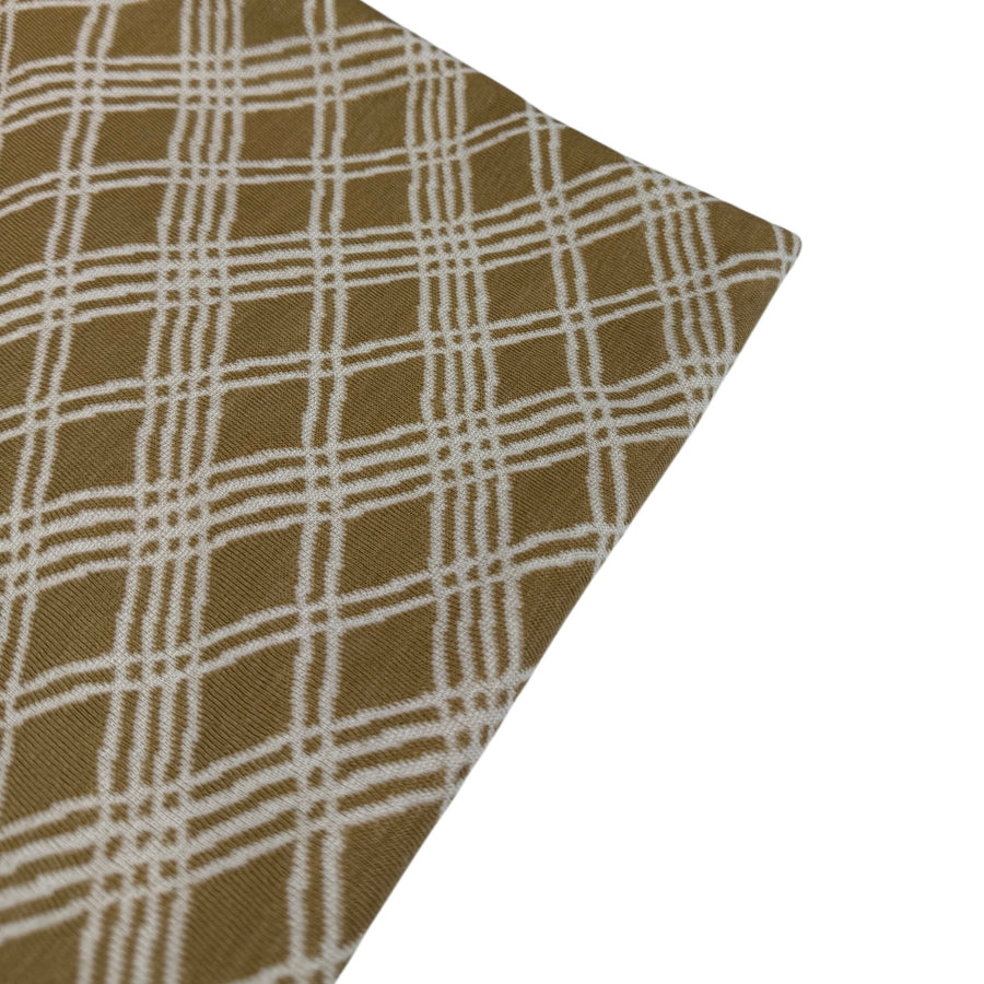 Plaid Patterned Polyester Knit - Beige/White