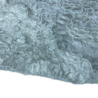 Corded French Lace with Finished Scalloped Eyelash Edge - Remnant - White