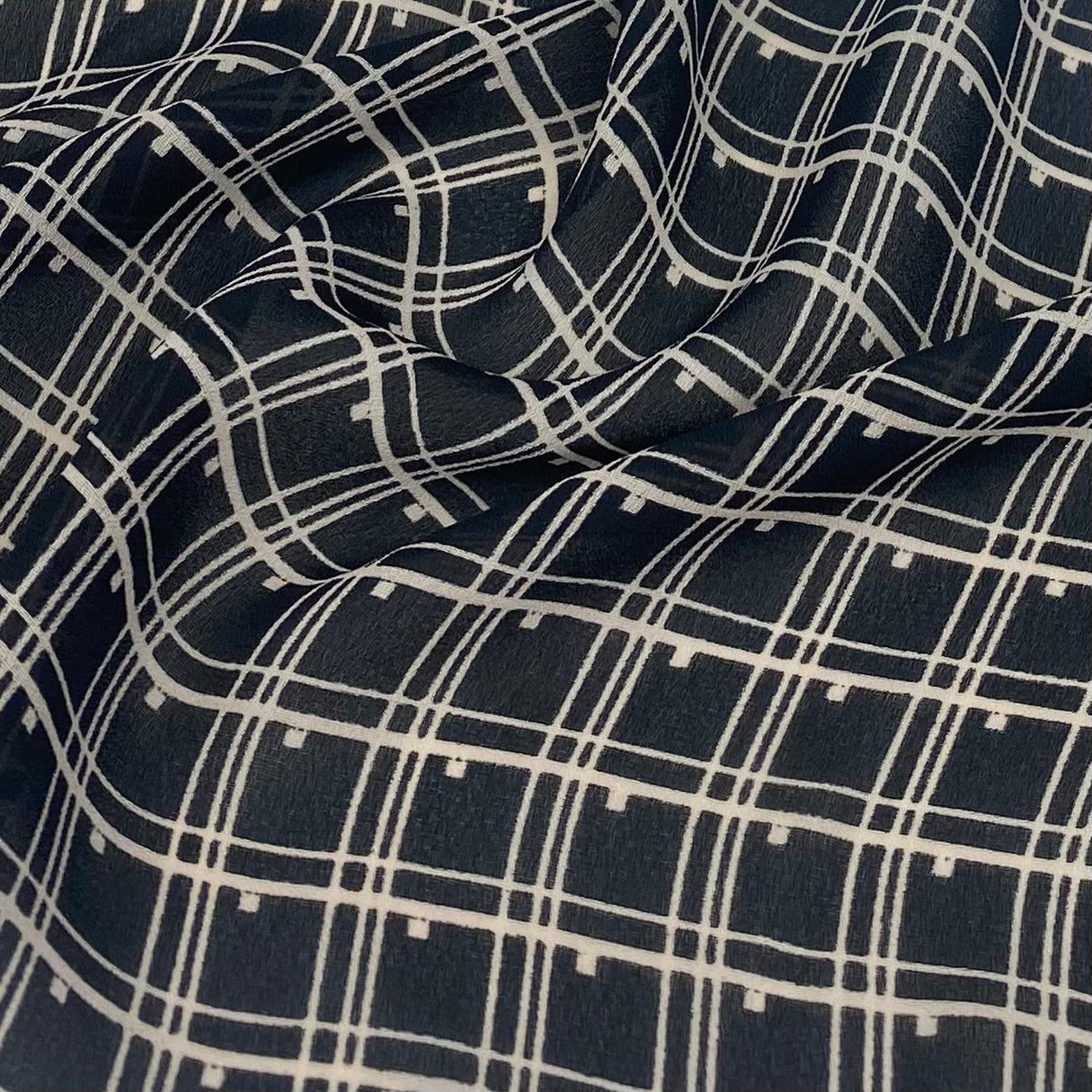 Patterned Polyester Georgette - Black/Beige
