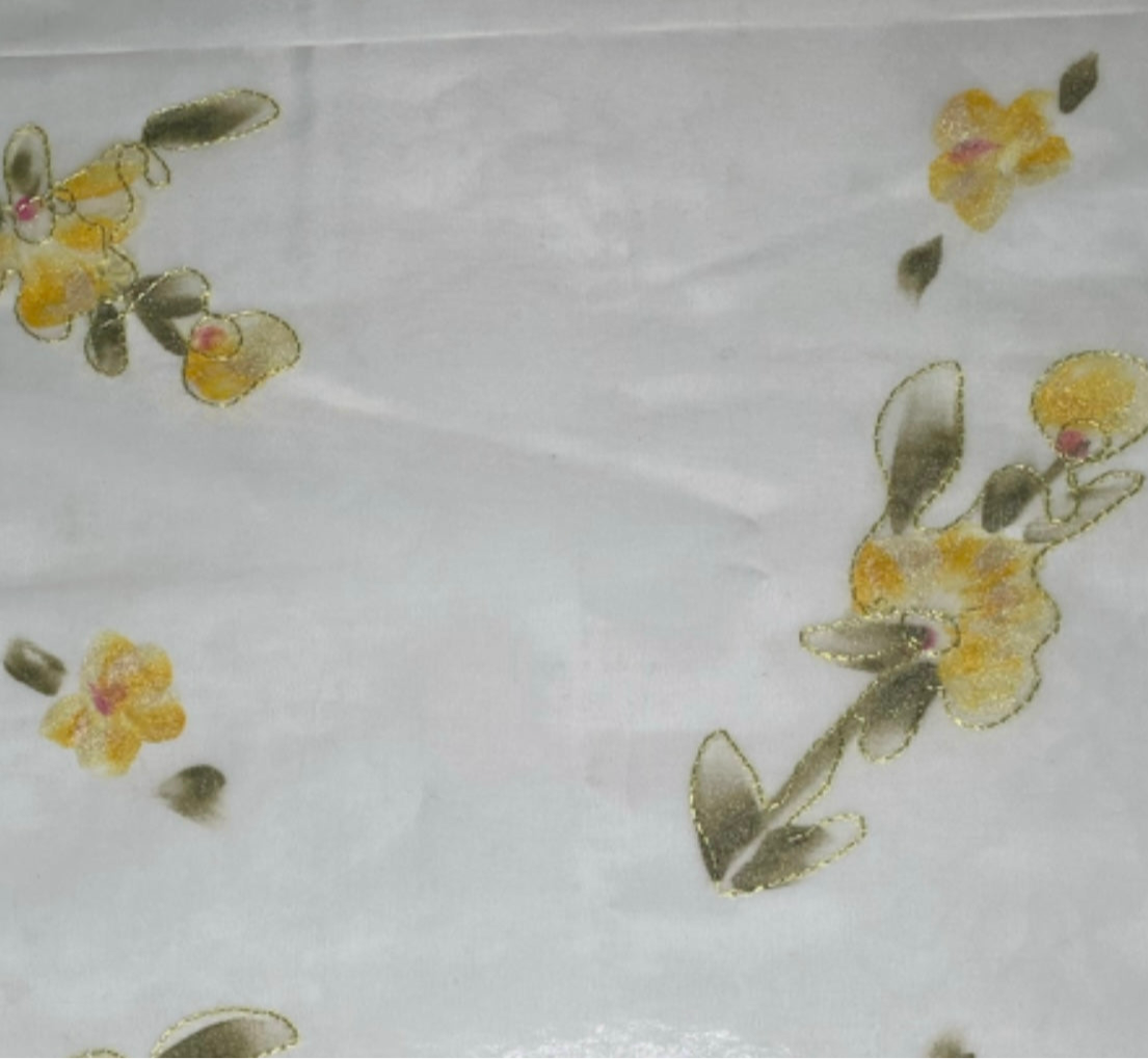 Embroidered Silk Organza - Yellow