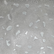 Embroidered Laser Cut Silk Organza  - Floral - White