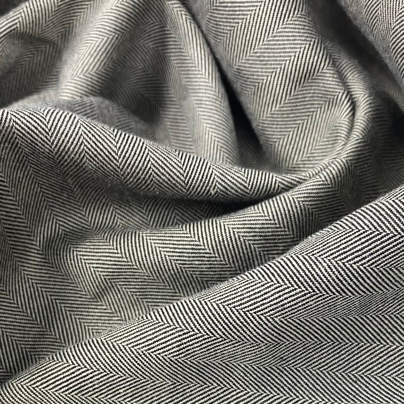 Wool Suiting - Chevron - Beige/Black